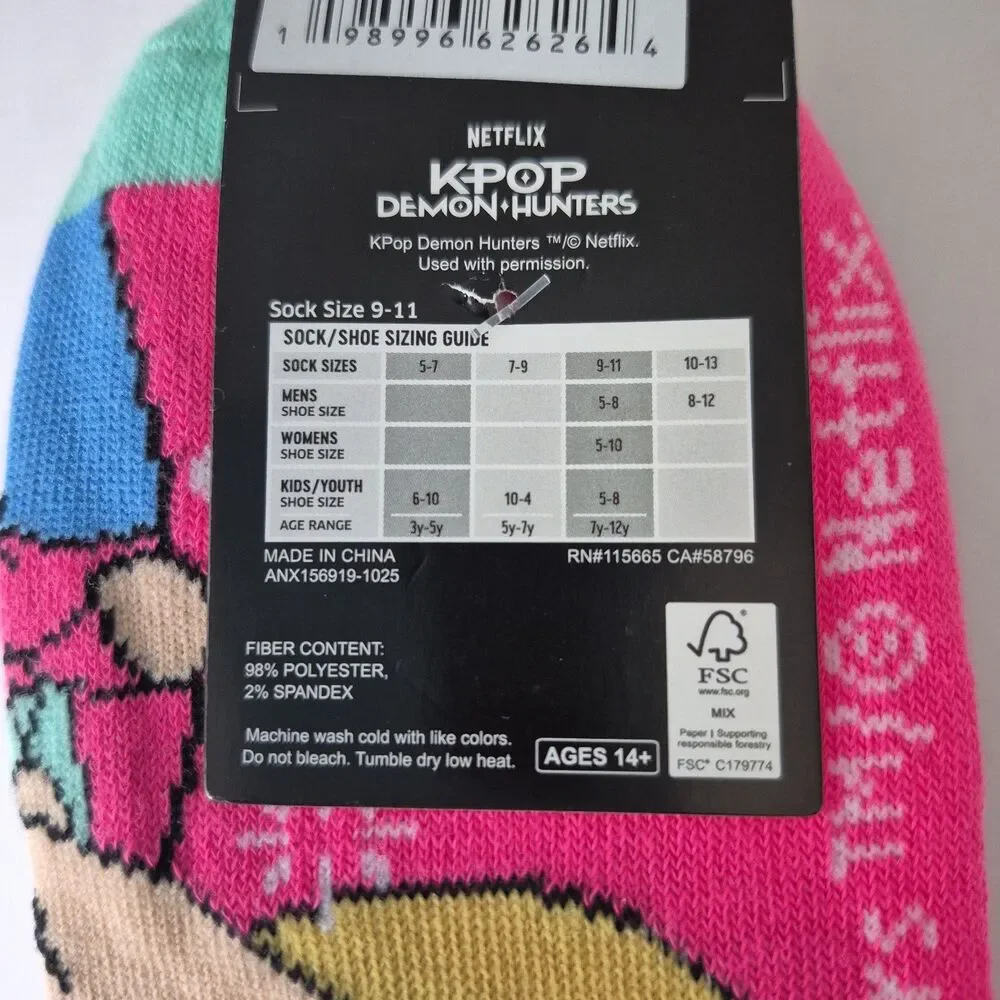 Netflix K-Pop Demon Hunters 5 PRS of Character Low Cut Crew Socks Fits Shoe 5-10